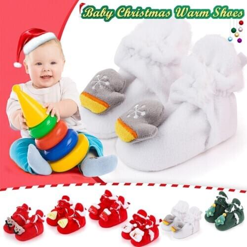 Fashion Newborn Infant Baby Girls Boys Boots Christmas Plush Ankle Boots Shoes Footwear Soft Soled Crib Warm Winter Bootie#p4