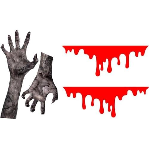 Halloween Blood Bleeding Sticker with Ghost Hand Stickers Halloween Party DIY Decor Red Blood Scary Decor Props Wall Sticker