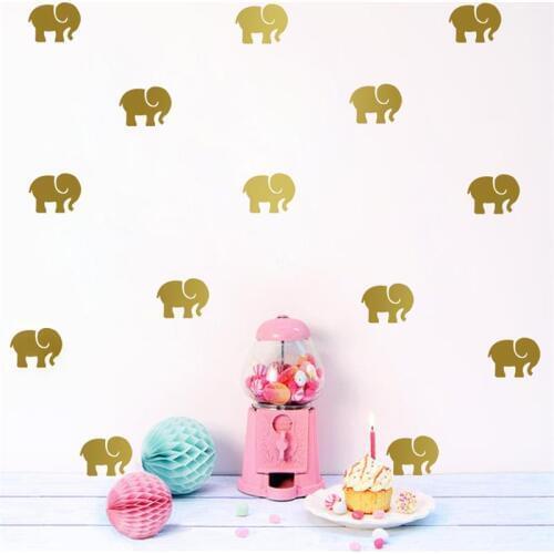 Cartoon Gold Elephants Wall Sticker For Kids Rooms 6.5*8.5cm*9pcs Home Decor Cute Elephants Self-adhesive PVC Art Mural Poster