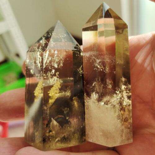 1pcs 70-110g Natural Crystal Point Citrine Healing Obelisk Yellow Quartz Wand Beautiful Ornament for Home Decor Energy Stone