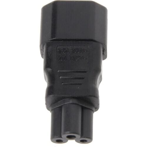 IEC 320 C14 3-Pin Male To C5 3-Pin Female Straight Power Plug Converter Adapter