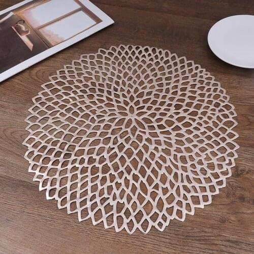 36cm Plastic Table Bowl Mats Placemat For Dining Table PVC Hollow Insulation Home Decor Round Baroque Mediterranean Coaster Pads