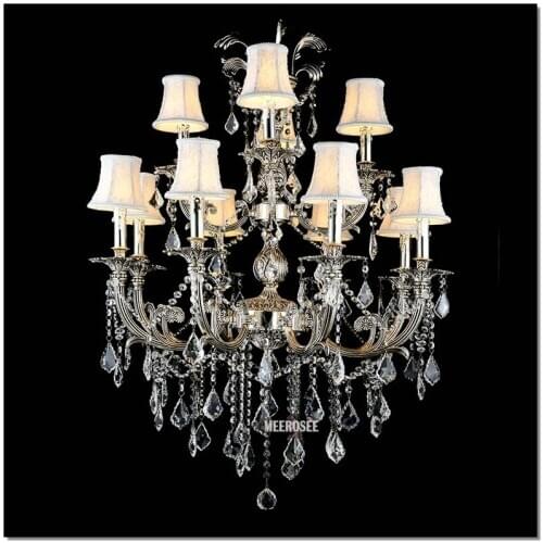 12 Arms Silver or Gold Crystal Chandelier Lighting Fixture Lustre Traditional Dining room Luminaire Hanging Lamp with K9 Crystal