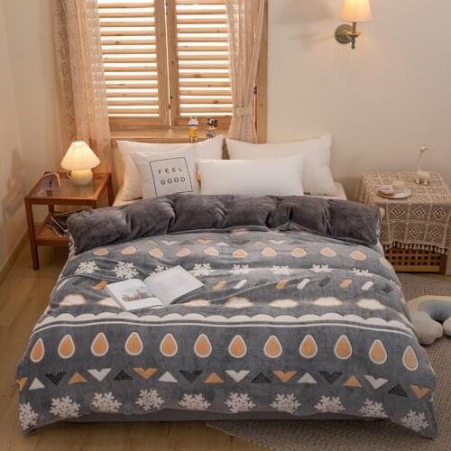 Grey/snow fleece/single quilt cover plant flowers 1 pcs autumn and winter warmth and thick single quilt cover