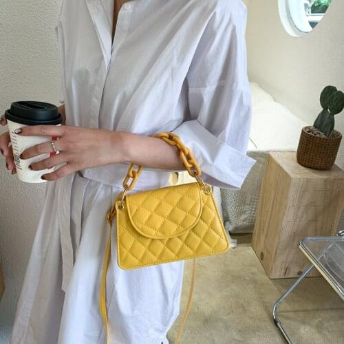 Diamond check small square bag for women Fashion chain design PU shoulder bag Ladies casual handbag