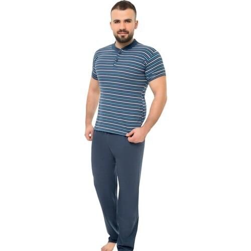 Tampap 820K Economic Short Sleeve Striped Cotton Summer Men 'S Pajamas set
