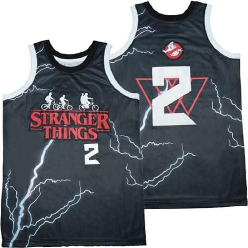 BG basketball jersey STRANGER THINGS 2# Jerseys Embroidery sewing printing Outdoor sportswear Hip-hop black jerseys