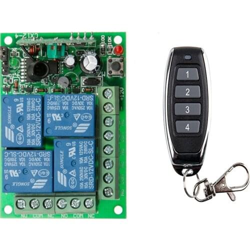 Smart Multiple DC 12V 24V 10A 315/433 MHz 4CH 4 CH Wireless Relay RF Remote Control Switch Receiver+1 2 3 4 Transmitter shutters