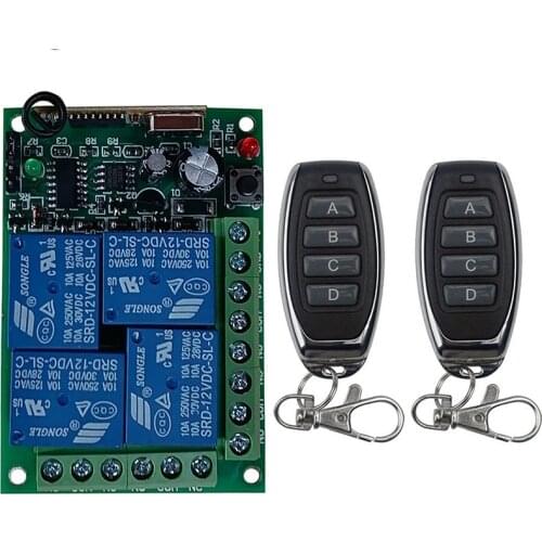 Universal Wireless Remote DC12V 24V 4CH rf Relay and Transmitter Remote Garage/LED/Light/Fan/Home appliance Control switch
