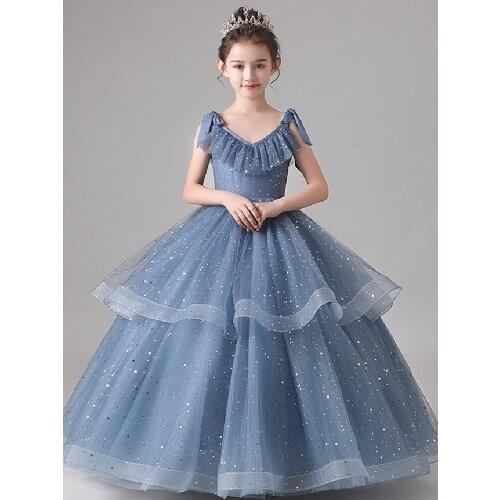 Teenager Girls Evening Dress Ball Gown Lace Princess Kids Girls Dresses Ruffles Toddler Little Girls Bridesmaid Vestidos Cake