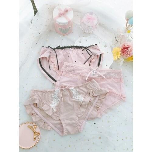 Japanese cotton underwear soft sweet pink lace and confused called tighty whities milk silk soft is sister