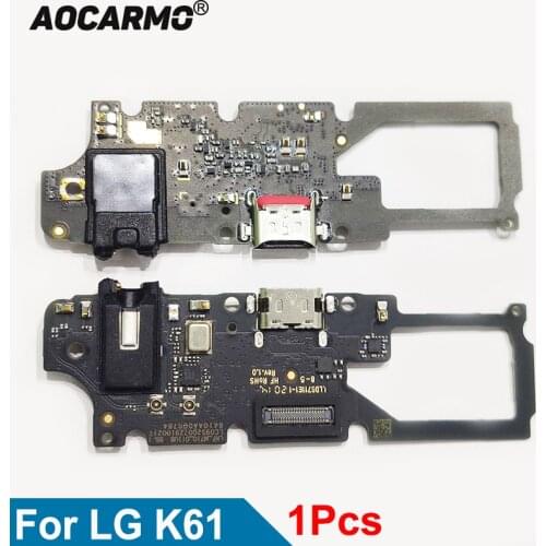 Aocarmo For LG K61 USB Charging Port Charger Dock Connector Bottom Microphone Headphone Flex Cable Replacement Parts