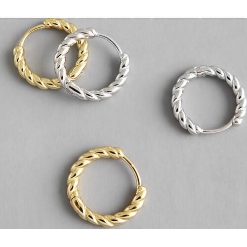 Real 925 sterling silver twisted circle hoop earrings for women oorbellen, retro gold color hoops earings brincos gift jewelry