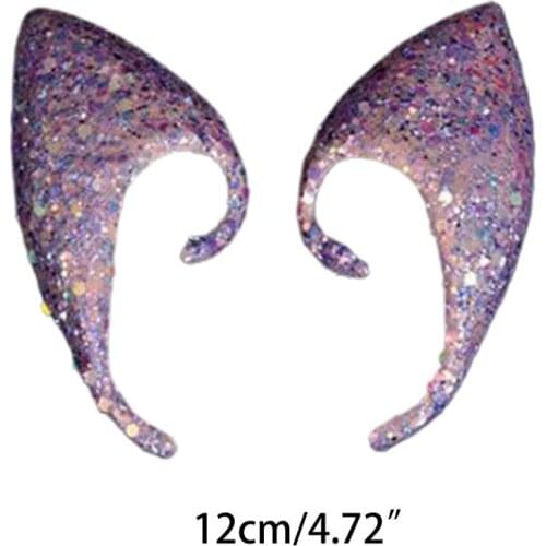 1 Pair Shiny Sequins Angel Elf Ears Silicone Fake Ear Props Halloween Party Fairy Cosplay Accessories Decoration