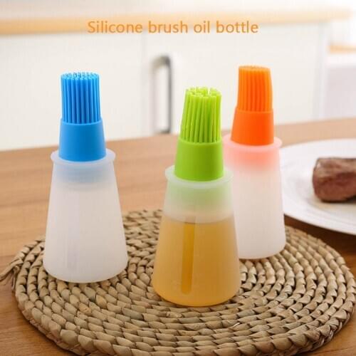 1PCS Silicone Straight Body Brush Oil Bottle Kitchen Multifunctional Oil Brush Pancake Baking Anti-Leakage Oil Control Brush