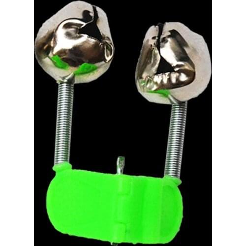 100pcs/lot Fishing Bite Alarms Fishing Rod Bell Rod Clamp Tip Clip Bells Ring Green ABS For Fishing Accessory Tackles Outdoor