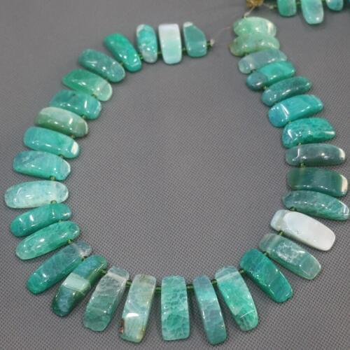 10x20-30mm 32pcs Green Gems Stone Point Pendant Beaded, Natural Druzy Faceted Stone Beads Gems Connector Pendant, 15.5inch DIY