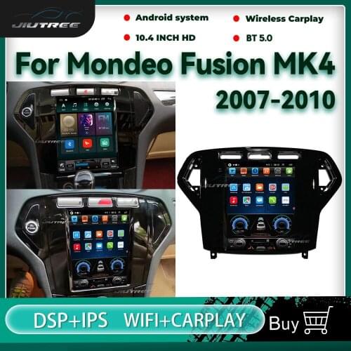 2 Din Tesla Style Android 10.0 For Ford Mondeo Fusion MK4 2007 2008 2009 2010 Wifi 4G LTE Audio Host Multimedia GPS Video Player