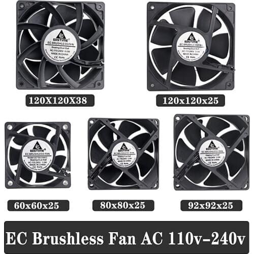 2Pcs Gdstime 60mm 80mm 90mm 120mm EC Brushless Fans PC cooler AC 110V 115V 120V 220V 240V Axial fan 6025 8025 9225 12038