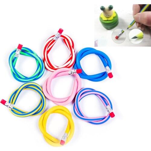 3pcs Colorful Magic Bendy Flexible Soft Pencil With Eraser Gift Kids Writing 53CF