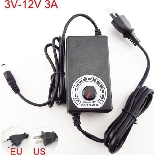 3V-12V 3A AC To DC Universal Adjustable Transformer Electric Charger Power Supply For CCTV LED Strip Light Adaptor EU US Plug