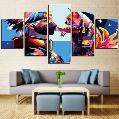 5 Pieces Ninja Canvas Painting Cartoon Cat Colorful Posters Animation Pictures For Home Decor Wallpaper Furniture Art