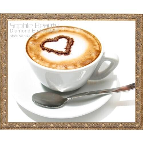 5D DIY Diamond Painting Cup Of Coffee Cross Stitch Crystal Needlework Full Square Diamond Embroidery Painting House Decoration