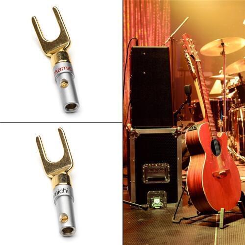 6/12Pcs Y/U- type Banana Plug Nakamichi Gold Plated Spade Speaker Banana Plugs Audio Screw Fork Connectors Adapter