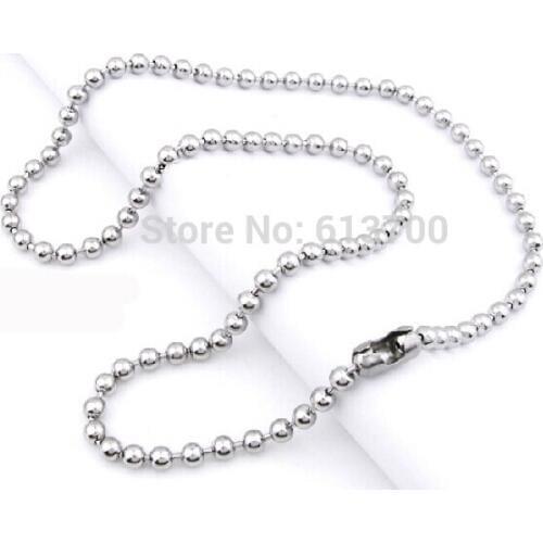 60CM Long 2.4MM Bead chain Sliver Iron Metal Jewelry Link DIY Necklace Chains Iron Silver Chain beads 500 Pcs/lot