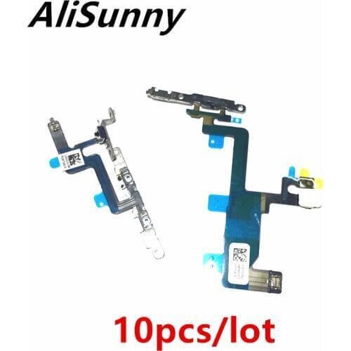 AliSunny 10pcs Power Flex Cable for iPhone 6 4.7'' Plus Volume On Off Button Microphone + Flash With Metal Bracket Fix Parts