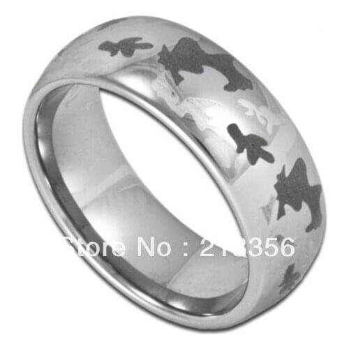 FREE SHIPPING!USA WHOLESALES CHEAP PRICE BRAZIL RUSSIA CANADA UK HOT SALES 8MM SILVER DOME CAMO MEN BRIDAL TUNGSTEN WEDDING RING
