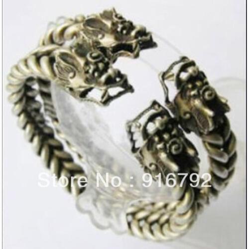 Free P&P >>>>>Oriental Ethnic Tribal Tibet Silver pair of dragon lucky dragon bracelet