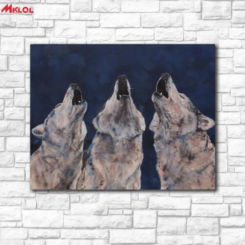 Large Wall Art Three Wolves Canvas Painting For Living Room Home Decoration Oil Painting On Canvas Wall Painting Unframed