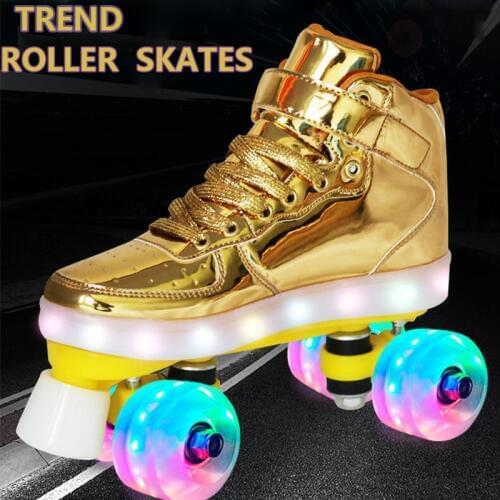 Double Row Roller Skates Patins with 4-Wheel Roller Skates Patines De 4 ruedas