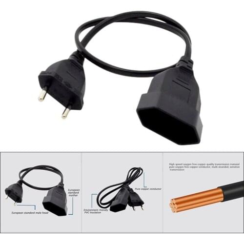 European 2Prong Male to Female Power Extension Cord, VDE Certificated Copper Cable