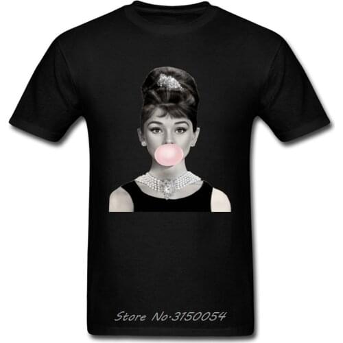 Audrey Hepburn Pink Bubble Gum T Shirt Men New Summer O-Neck Cotton T-Shirt 3D Printed Tshirt Funny Tees Tops Harajuku