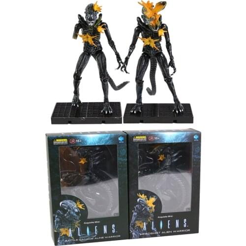 Hiya Toys Aliens Battle Damage / Headshot Alien Warrior Movable Assemble Action Figure Figurine Model Toy