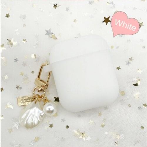 Beautiful White Shell For AirPods Case Cute Sea Shell Protective shell For AirPod Earphone Case Headset Cover Shell Keychain