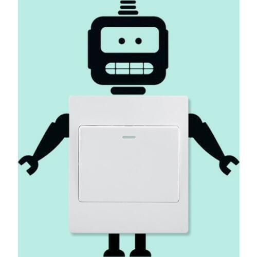 KUCADA creative little robot switch sticker home decor mural art decal diy wall sticker pvc WP1081