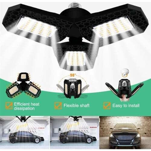 E27 LED Garage Light 80W 60W 40W Industrial Lamp Super Bright Deformable Indoor LED High Bay Workshop Warehouse Lights