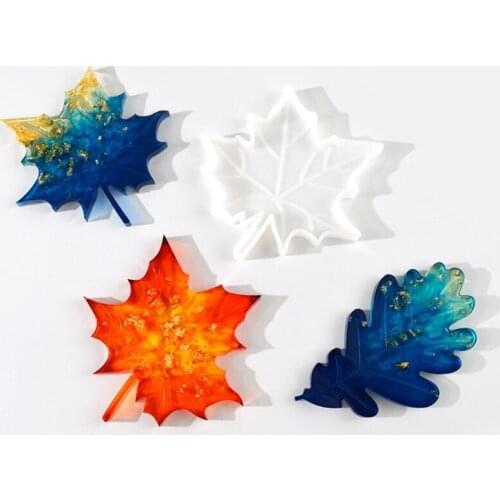 Leaves Coaster Silicone Resin Mold Tropical Maple Leaf Resin Casting Mold for Casting with Resin Concrete DIY Art Crafts