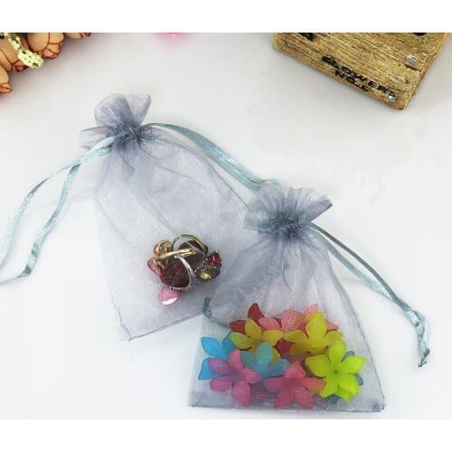 Small Sliver Gray Organza bags 9x12cm Drawable Wedding Candy Favour Jewelry Packaging Bag Pouches Organza Gift Bags 1000pcs