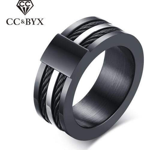 CC Vintage Rings For Men And Women 9mm Stainless Steel Black Avia Ring Creative Jewelry Anillos Charms Anel Bijoux Homme CC1272