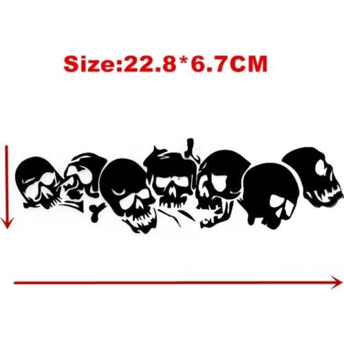 N0HF 22.8*6.7CM SKULL Vinyl Car Stickers Motorcycle Decals Car Styling Accessories Fashion Black/Silver