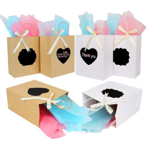 OurWarm 24pcs Thank you Paper Bags with Handles Scratch Paper Gold Ribbon Party Favors Bag for Guests Wedding Party Supply