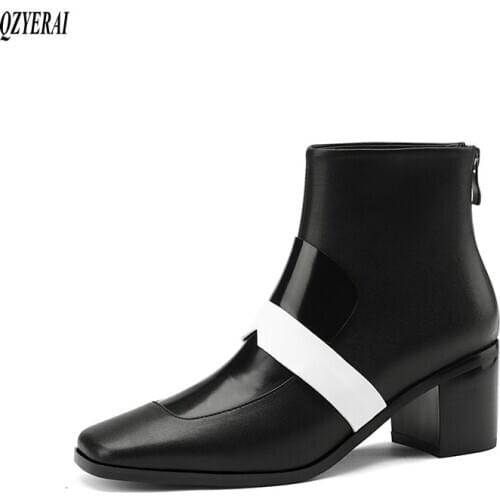 2020 new Women boots Ankle boots Genuine leather Short boots Fashion boots black autumn winter cowhide Women shoes
