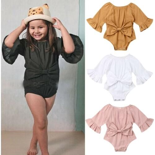 NEW 2020 Newborn Infant Baby Girl Clothes Long Sleeve Rompr Jumpsuit Summer Bow Outfit