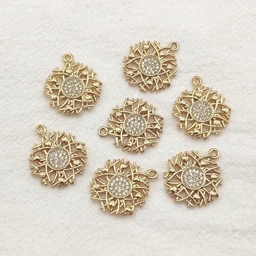 New Arrival! 21X18mm 50pcs Cubic Zirconia Copper Charm For Handmade Necklace Earring DIY Parts Jewelry Findings & Components