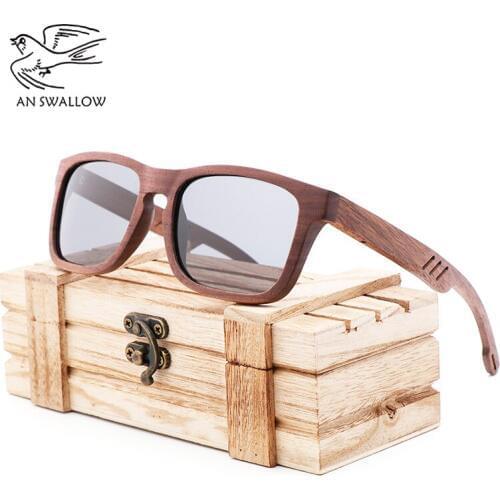 New bamboo and wood glasses retro wooden Sunglasses coated with gray lenses and anti-ultraviolet sunglasses for men and women