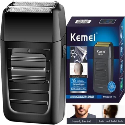 Original kemei powerful rechargeable electric shaver hair beard stubble facial electric razor for men bald head shaving machine